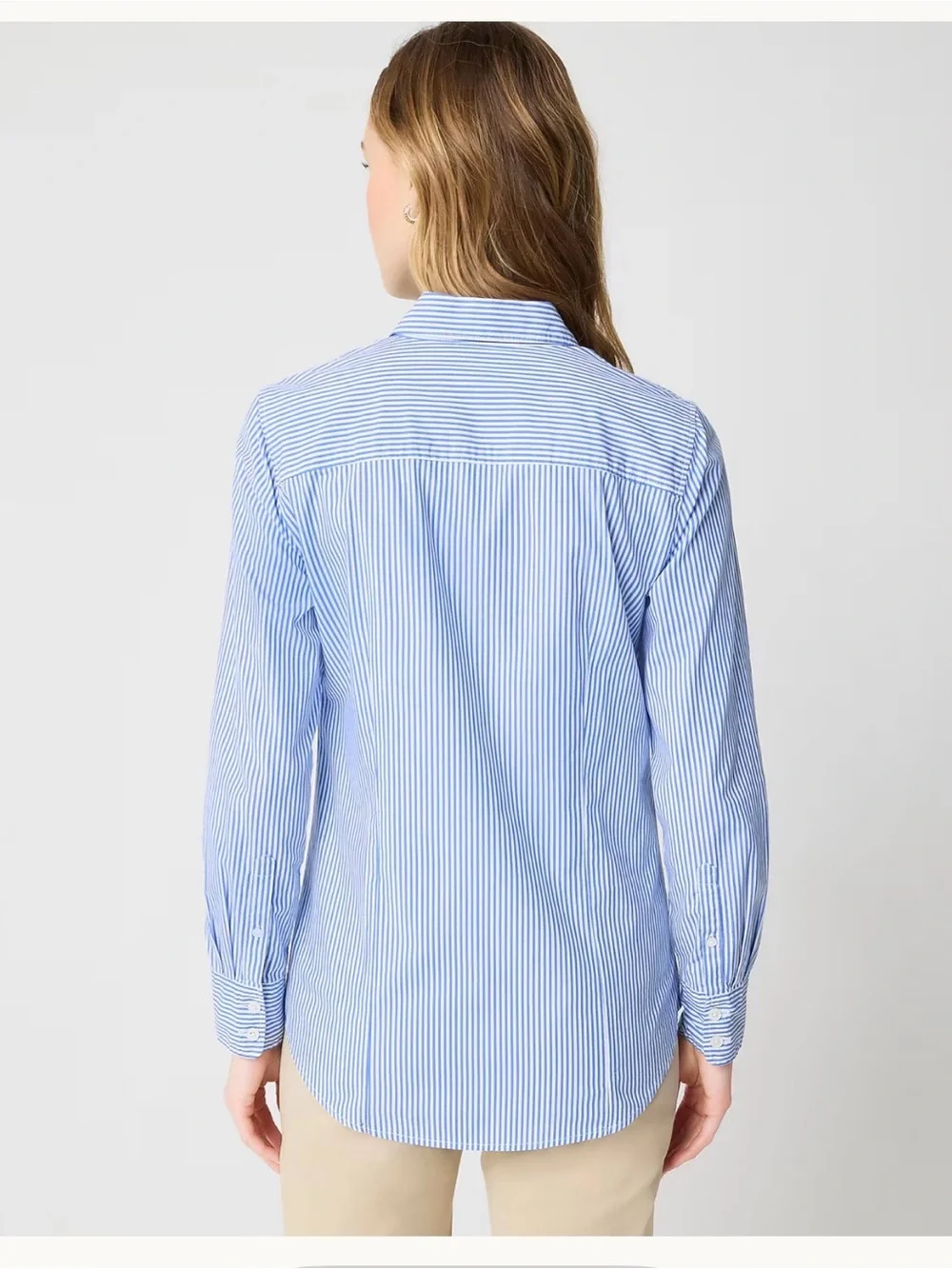 J. Crew Blue and White Narrow Stripe Button-Down Shirt size S